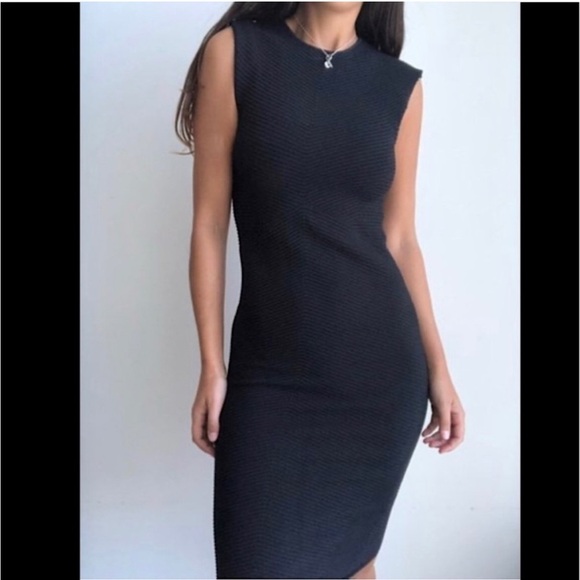 Torn by Ronny Kobo Dresses & Skirts - TORN BY RONNY KOBO Kikimora Bodycon Black Knit Ribbed Dress size small